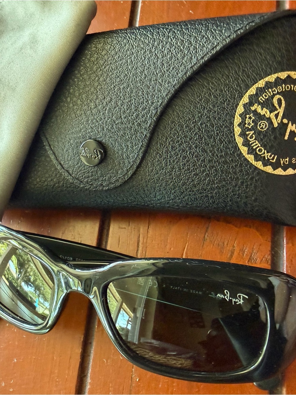 Ray-Ban Black Rectangular Sunglasses with Black Case